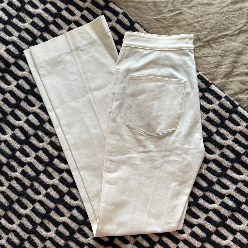 Cream Pants with Front Stitch